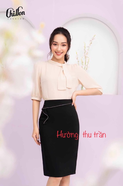 Chân váy bút chì vạt phối nẹp trắng trẻ trung | BigBuy360 - bigbuy360.vn