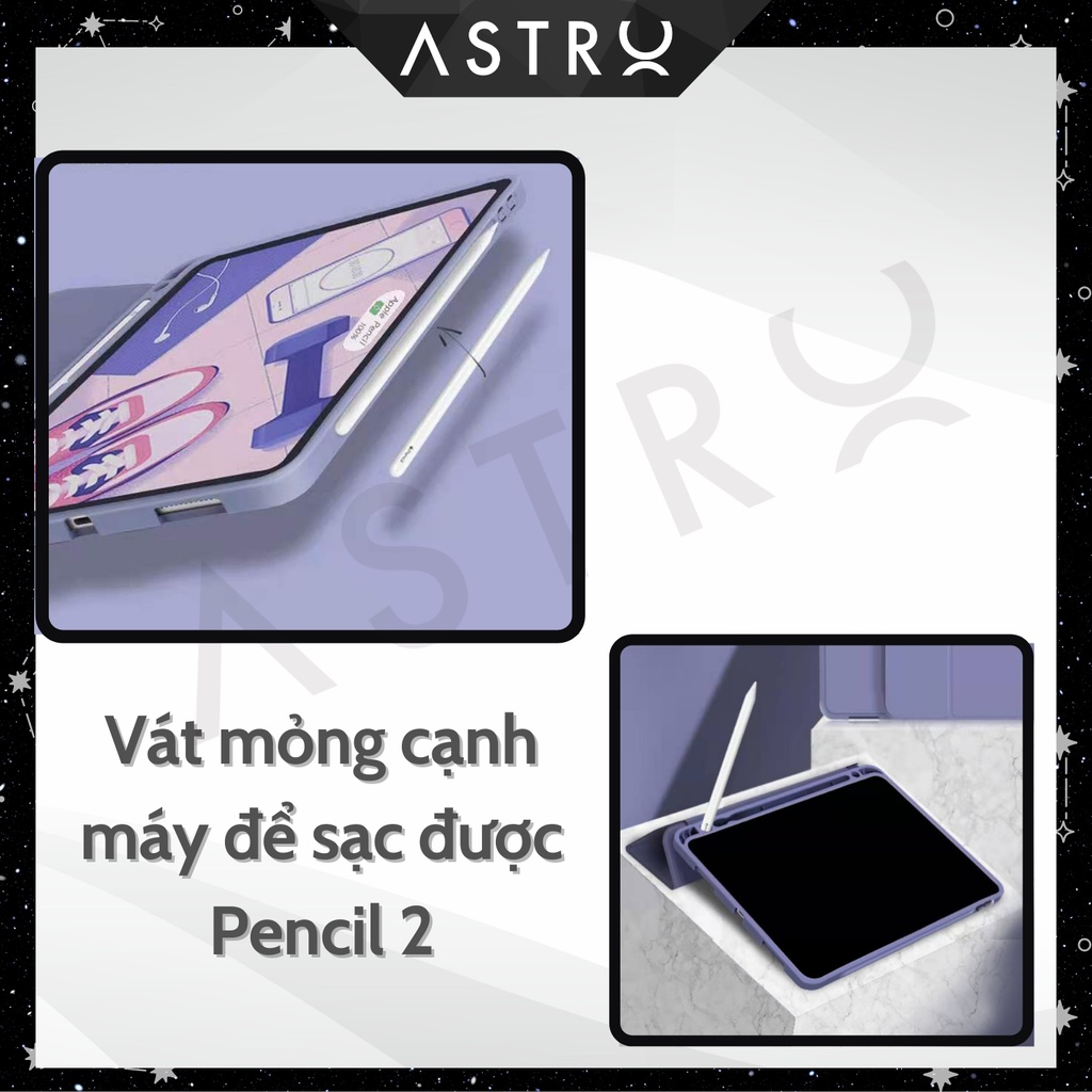 [Astro Basic] Cover bao da phong cách tối giản có khay đựng bút dành cho iPad Pro 11 Air 4 5 Gen 7 8 9 12.9