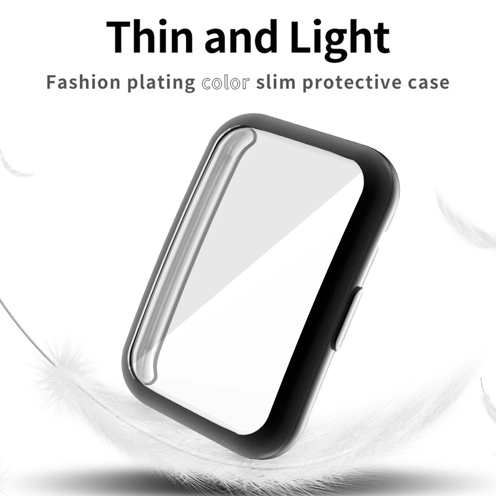 TPU Soft Full Screen Glass Protector Case Vỏ khung viền cho Huawei Watch Fit Strap Phụ kiện vỏ bảo vệ