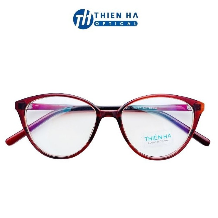 Gọng kính mắt mèo THIÊN HÀ OPTICAL chất liệu nhựa dẻo nhẹ dùng làm  kính giả cận hoặc thời trang giá rẻ TH2360