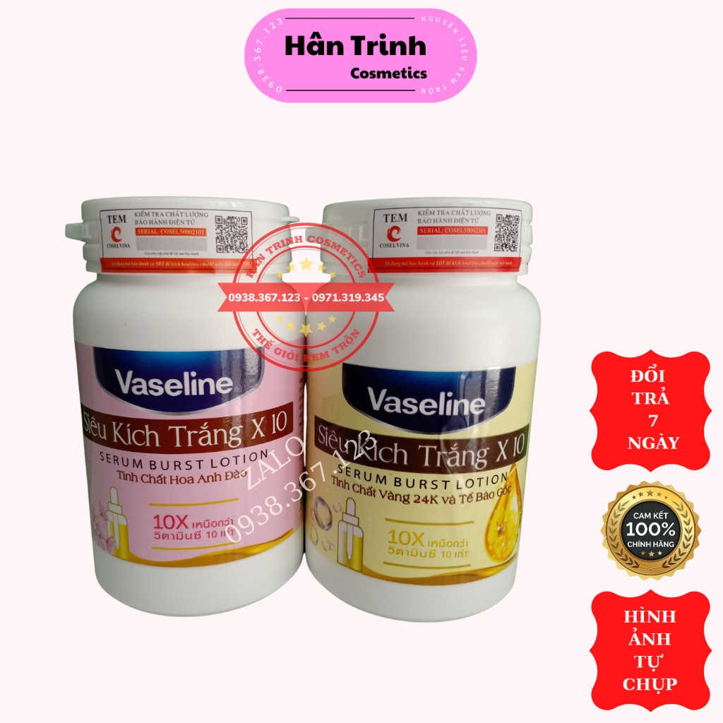 Kem Kích Trắng Vaseline, Kem Kích Trắng Body Mạnh Gấp 10 Lần Hủ 250g - Mỹ Phẩm Hân Trinh