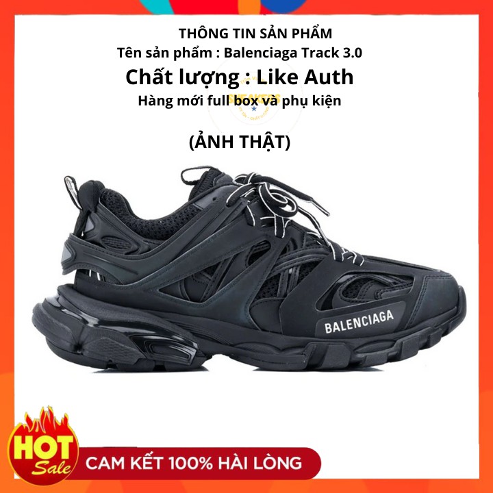 B A L E N C I A G A GIÀY THỂ THAO NAM NỮ SNEAKER TRACK 3.0 đế tách phân tầng chuẩn chữ màu full đen