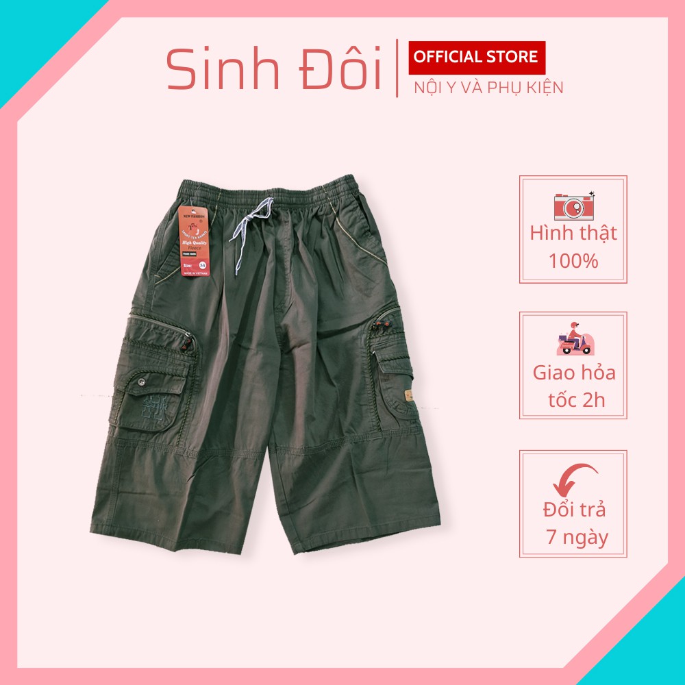 Quần trung niên kaki nam dạng short túi hộp lưng thun có dây rút cao cấp loại 1 dày dặn bigsize 95kg mềm mịn thoáng mát