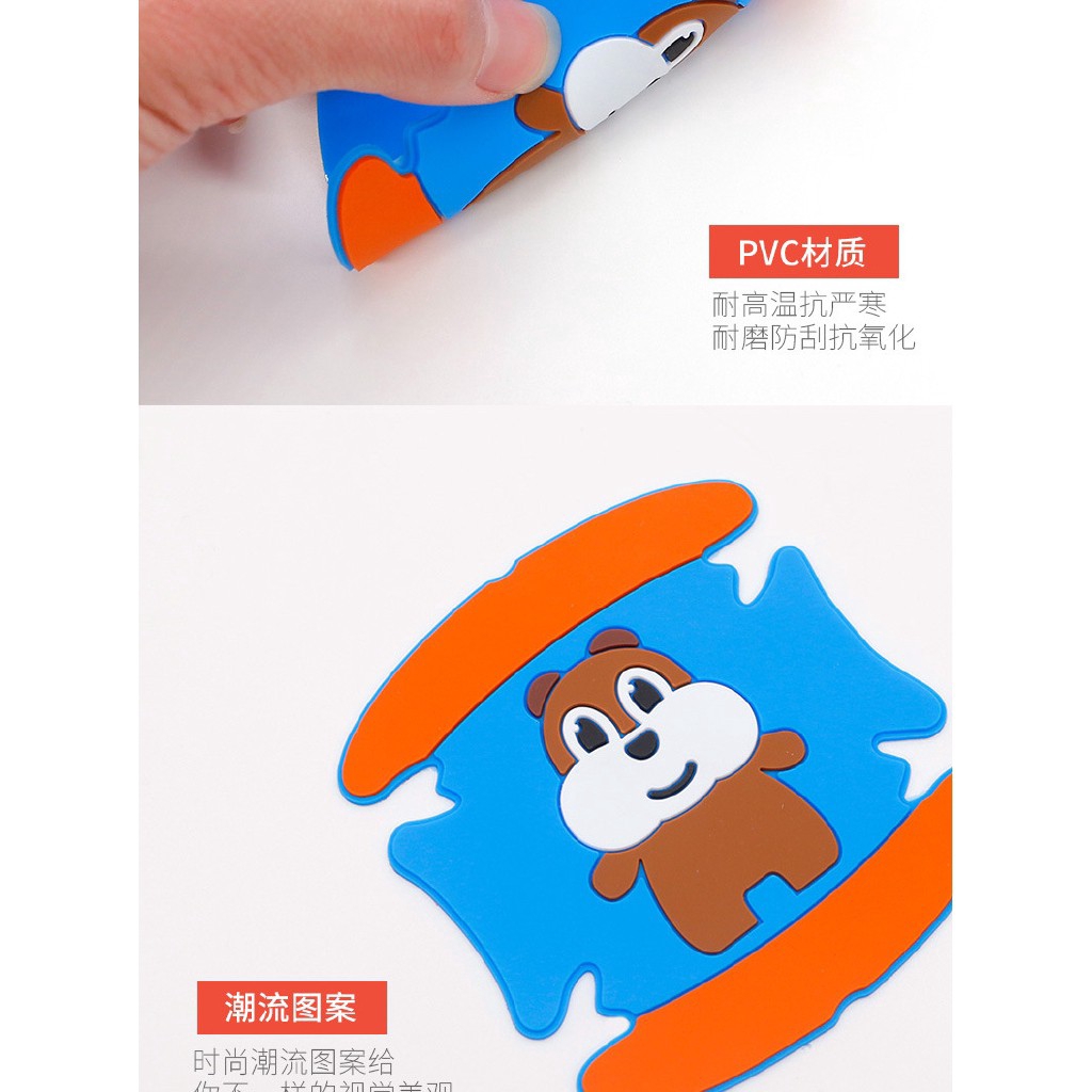 Set 4 Miếng Dán Trang Trí Tay Nắm Cửa Xe Hơi Hình Động Vật Ngộ Nghĩnh Dễ Thương