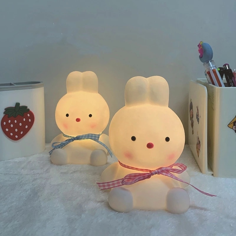 Đèn Ngủ LED Hình Thỏ 3D Sáng Tạo Chạy Pin Trang Trí Phòng Ngủ Cho Bé