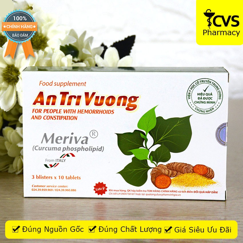 An Trĩ Vương (Hộp 30 viên) - giúp tăng cường sức bền thành mạch, giảm nguy cơ táo bón, giảm bệnh trĩ - cvspharmacy
