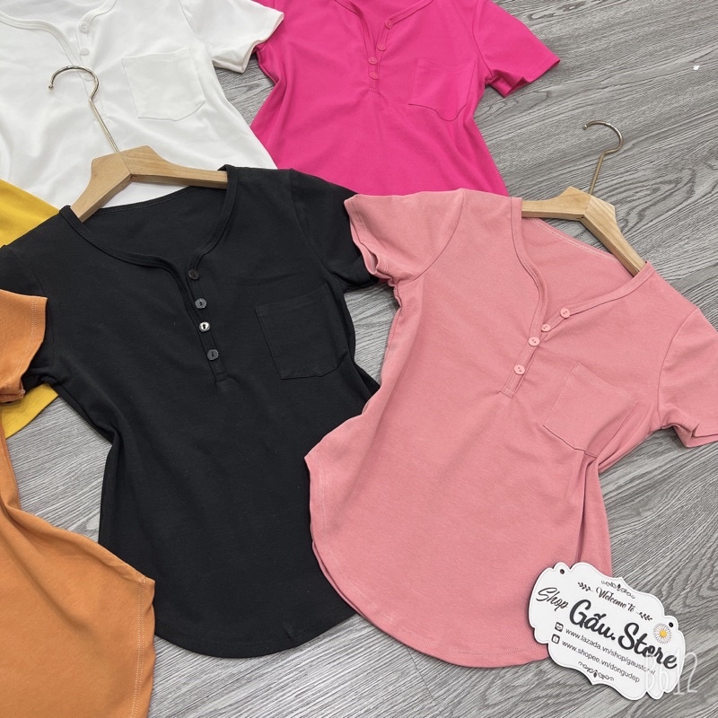 Áo thun body vạt bầu TAY NGẮN cổ V phối túi | BigBuy360 - bigbuy360.vn