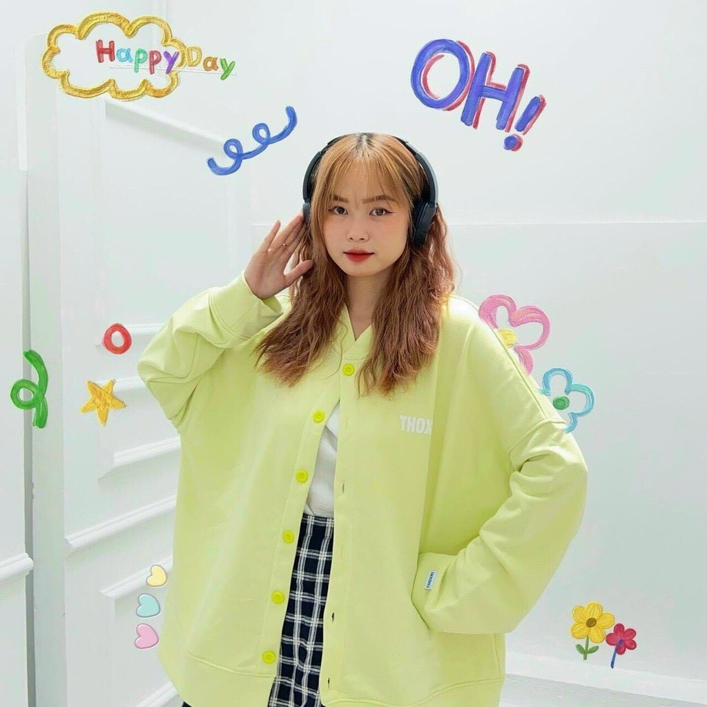 Áo khoác nỉ nút cardigan unisex form rộng Mặt Cười Smile nam nữ ulzzang Nam Anh 24