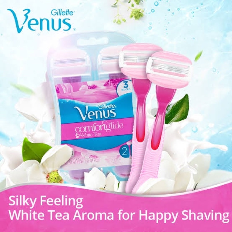 Set 2 cây dao cạo lông đầu thanh bơ Gillette Venus Comfort Glide Comfort White Tea