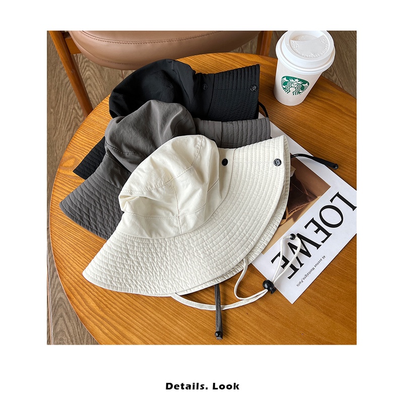 Mũ Tai Bèo Chống Nắng Vành Rộng Thiết Kế Dây Rút Phong Cách Nhật Bản Thời Trang Mùa Hè Cho Nữ