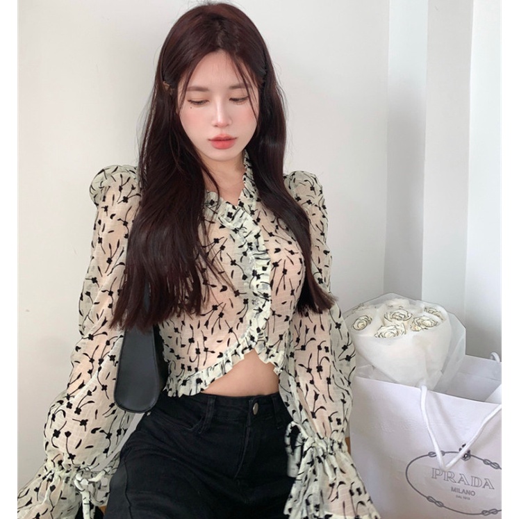 Áo Sơ Mi Voan Hoa Thời Trang Mùa Hè Retro Dành Cho Nữ