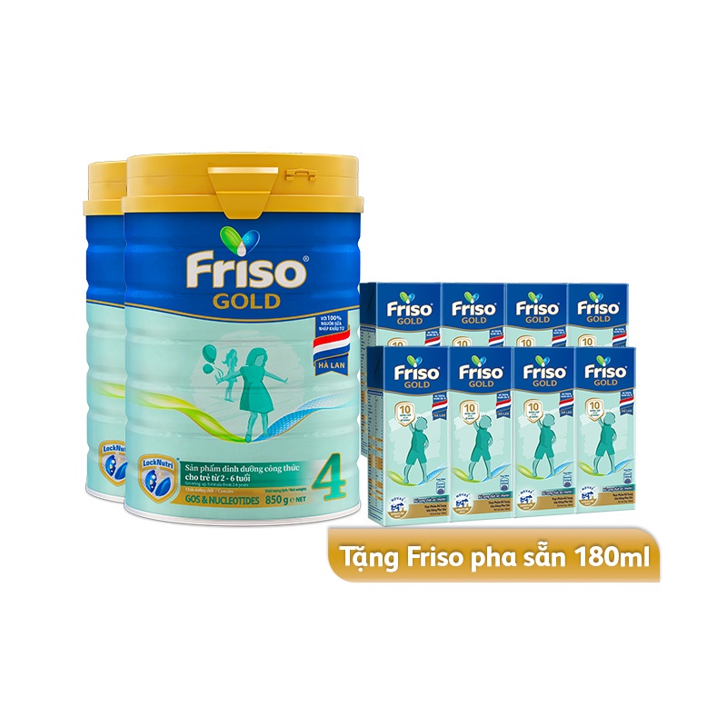 [Tặng 2 Lốc Sữa Pha Sẵn Rtd 180ml] Combo 2 Lon Sữa Bột Friso Gold 4 850g/lon (Dành Cho Trẻ Từ 2 - 6 Tuổi)