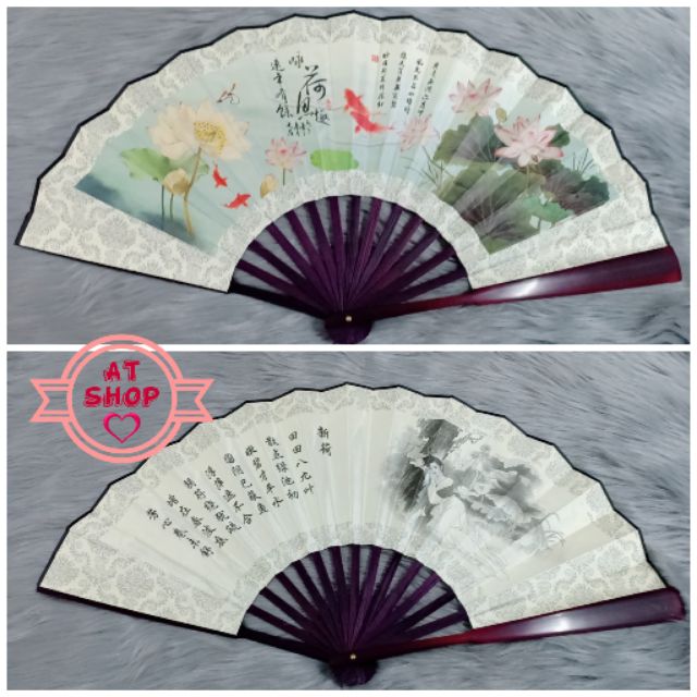 Quạt lụa gấp cổ trang