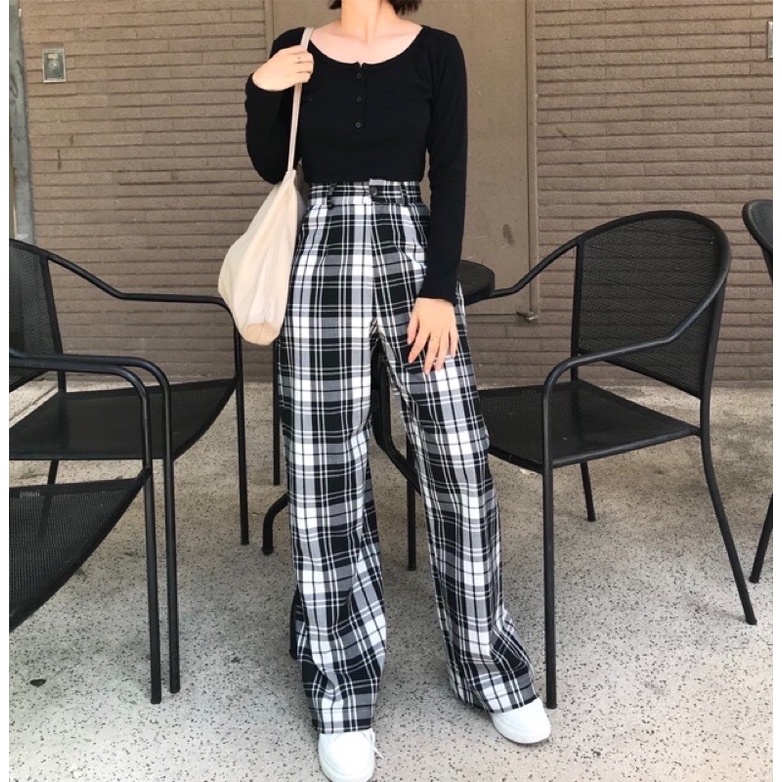 [MADE BY HIIN] Quần cạp cúc kẻ caro