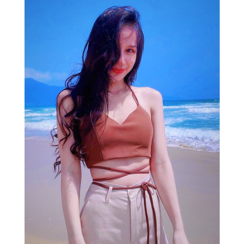 Áo croptop Mimoseclothing đi biển phong cách mùa hè