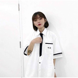 ÁO SƠ MI TRẮNG CHỮ HÀN UNISEX