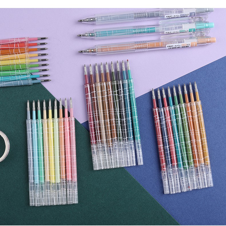 Ruột bút gel Morandi, loại A, 0.5mm,full set 9 màu ( có sẵn )