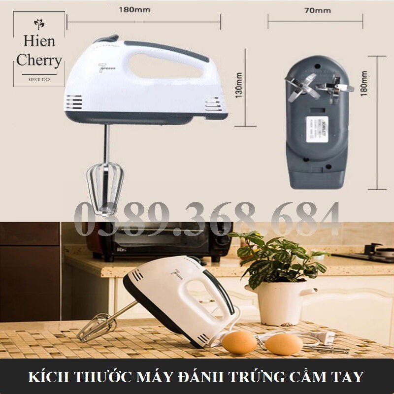 Máy đánh trứng,đánh kem cầm tay nhỏ gọn - Điều chỉnh 7 cấp tốc độ - Hoạt động êm ái