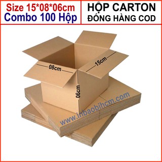 100 hộp carton đóng hàng 15x8x6 cm