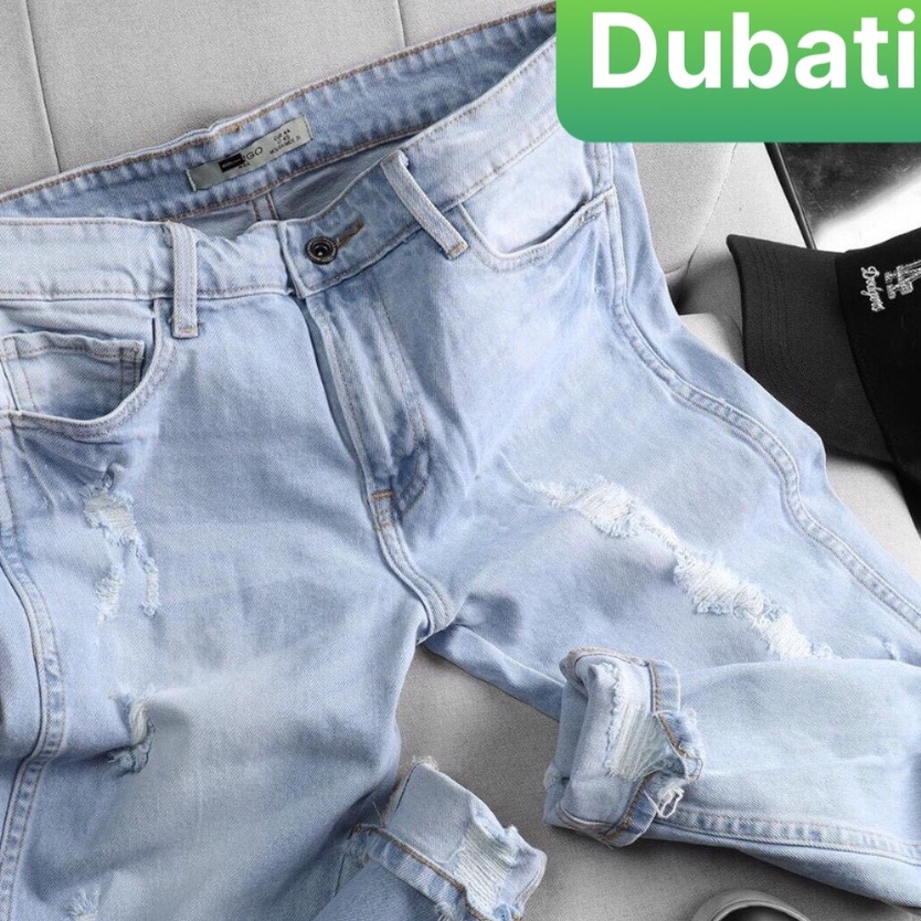 Quần Jean Nam Xanh Rách Chất Bò Cao Cấp Ống Đứng, Quần Baggy Nam- DB 78 - DUBATI FASHION