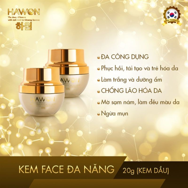 Kem face đa năng tinh chất vàng và nhân sâm HAWON 20gr (Dầu)