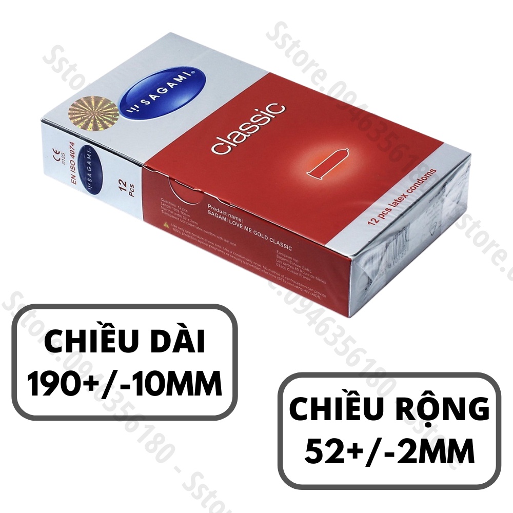 Combo 2 hộp bao cao su Sagami Classic - BCS mỏng - kiểu truyền thống - 24 chiếc