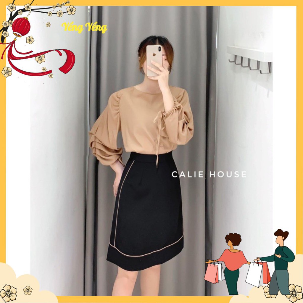 ÁO SƠ MI NỮ TAY BỒNG RÚT DÂY DÀI TAY