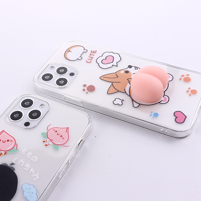 Ốp lưng iphone gắn mông dẻo ốp iphone chó corgi dễ thương silicon trong suốt 6 7 8 x plus xsmax 11 12 promax bi343