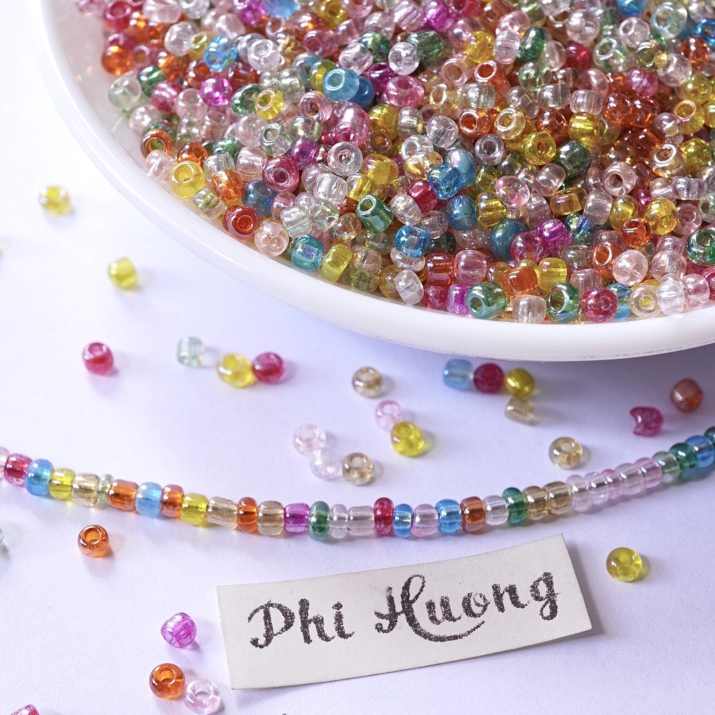 Gói 25G - 50G Hạt Cườm Tấm 2Mm 3Mm Mix Màu Trong Đính Kết Quần Áo Diy