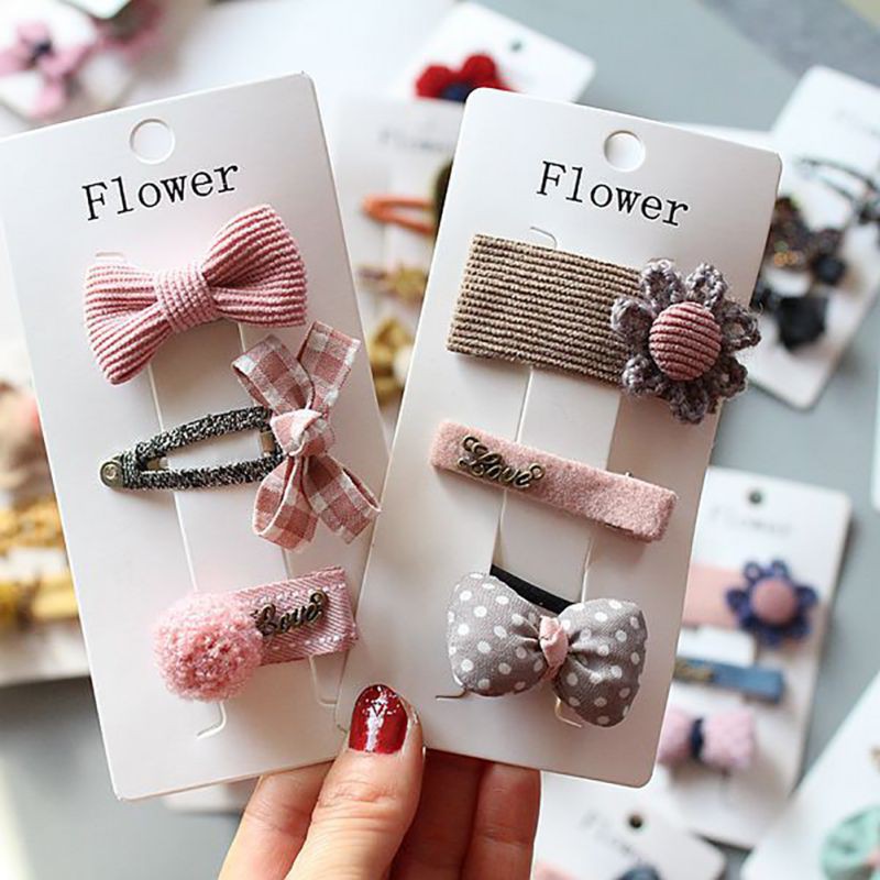 Bộ 3 kẹp tóc vải đính nơ xinh xắn cho bé gái