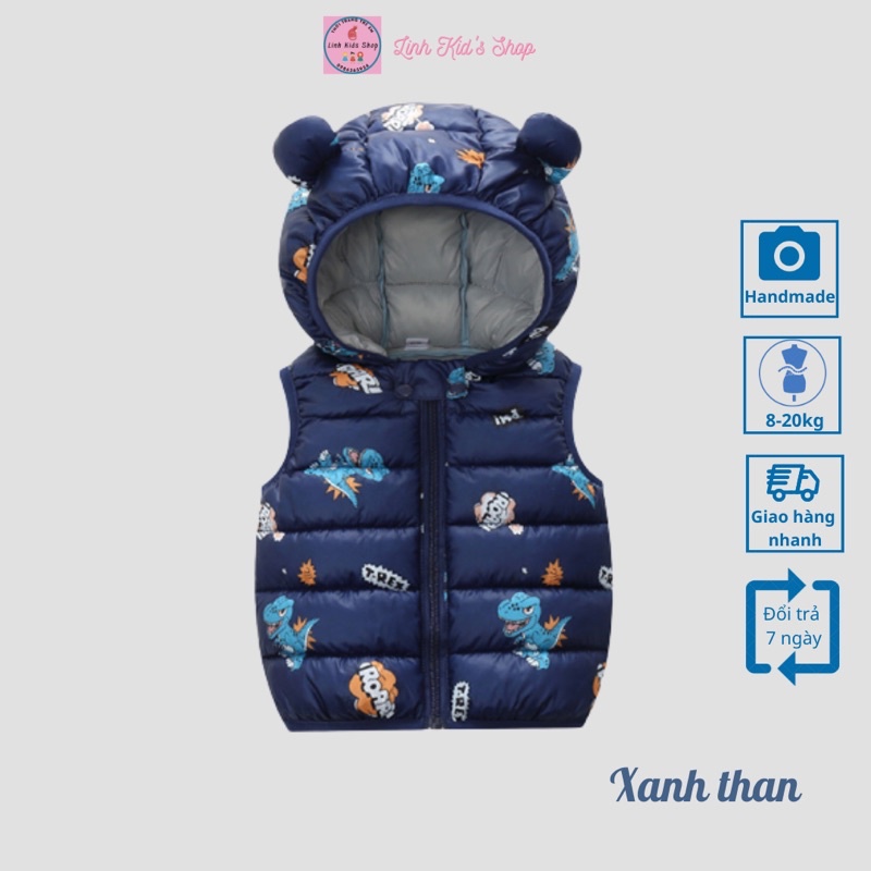 Áo phao gile có mũ Quảng Châu cao cấp cho bé 8-23kg