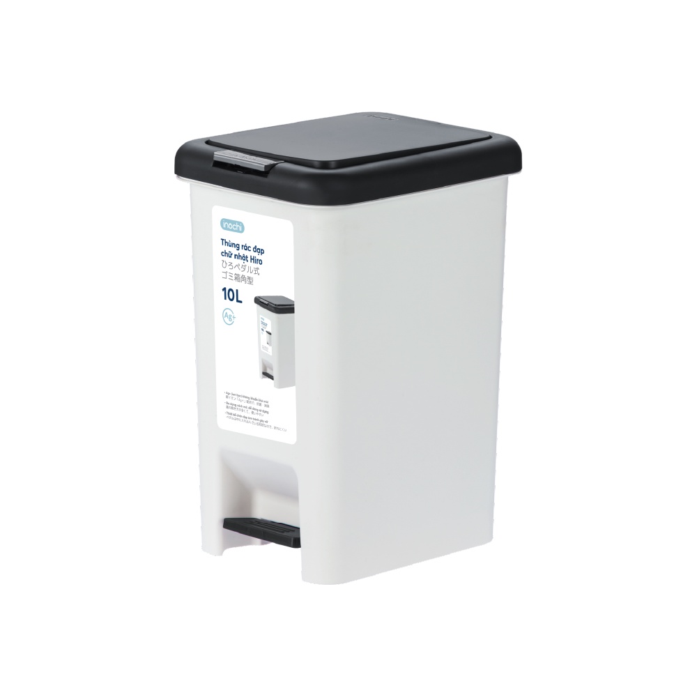 Thùng sọt đựng rác nhựa Inochi Hiro để bàn có nắp, hình chữ nhật, đạp chân, cho văn phòng, nhà bếp, phòng ngủ inochihcm
