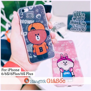 Ốp dẻo Thỏ Cony và Gấu Brown cho iPhone (Ốp lưng iphone, hangtotgiasoc)