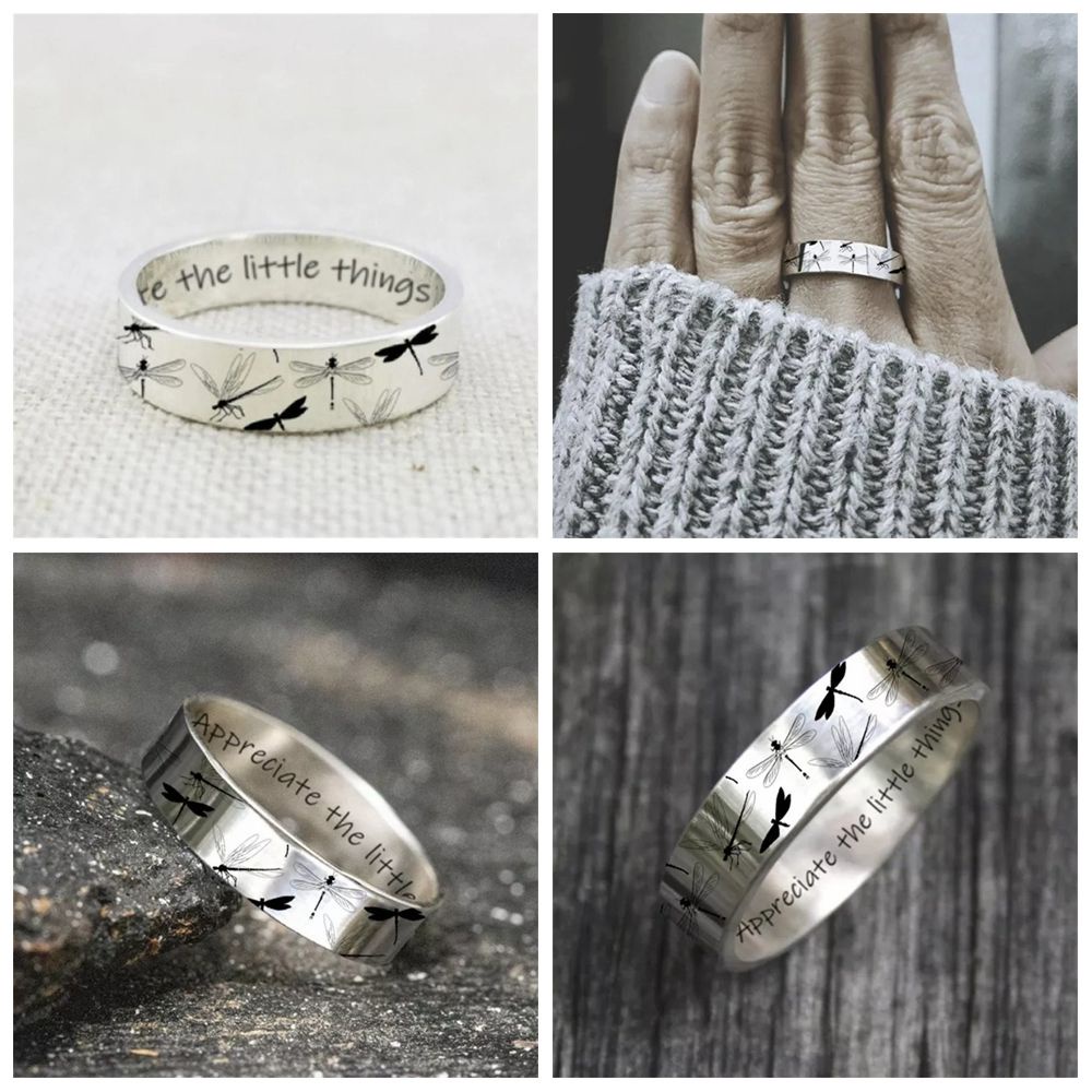 Nhẫn họa tiết chuồn chuồn phong cách cá tính