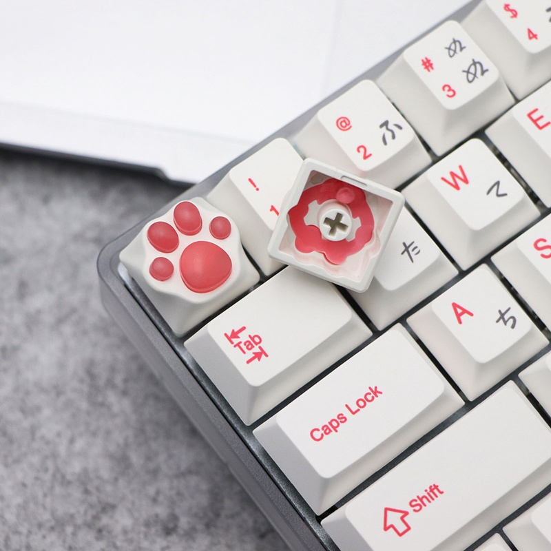 Vỏ Bọc Bàn Phím Bằng Silicone PBT &amp; Kitty Artisan Hình Chân Mèo Cho Mech