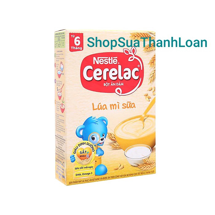 [HSD T2-2023] Bột ăn dặm Nestlé Cerelac lúa mì sữa hộp 200g (từ 6 tháng)