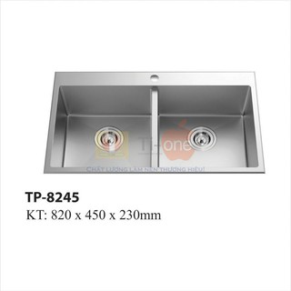 chậu rửa chén inox đúc cao cấp, dầy 3Ly, chất liệu inox 304, Kích Thước 820×450cm, hai học điều, tặng rổ đựng hoa quả.vv