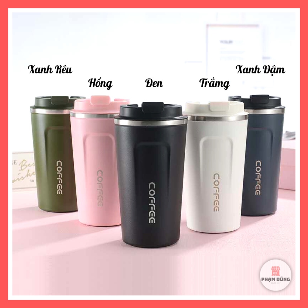 Ly coffee cup có nắp chống đổ , bình nước giữ nhiệt inox 304 cao cấp