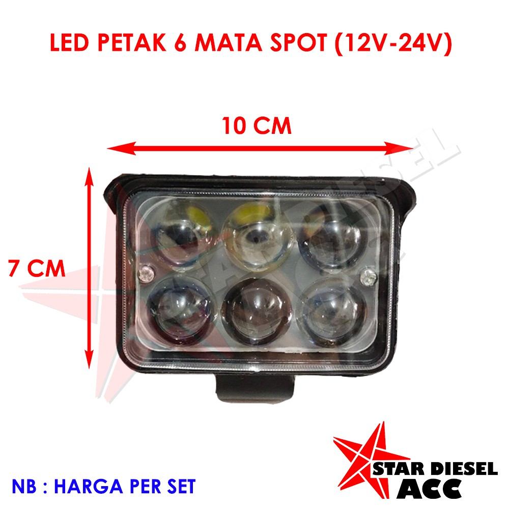 Đèn Pha Led 6 Bóng Siêu Sáng 18w 12v 24v