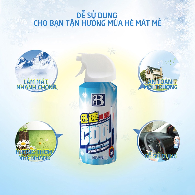 Bình xịt làm lạnh khử mùi tức thời Botny Hando 180ml (Instant Freeze Cool)