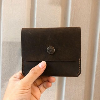 Ví mini da bò sáp handmade - nắp ngang