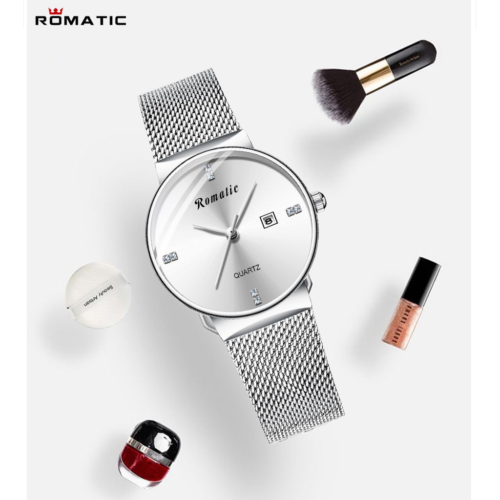 ĐỒNG HỒ NỮ ROMATIC RUBY ITALIA - DÂY TITANIUM SANG TRỌNG + TẶNG HỘP & PIN