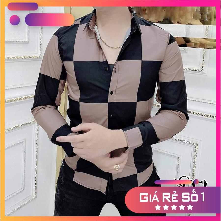 Áo sơ mi nam nữ họa tiết caro nâu đen TSM mã  021