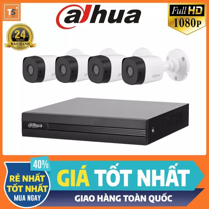 Bộ camera 4 mắt 2mp đầy đủ phụi kiện cắm là chạy (thương hiệu camera nổi tiếng DAHUA)