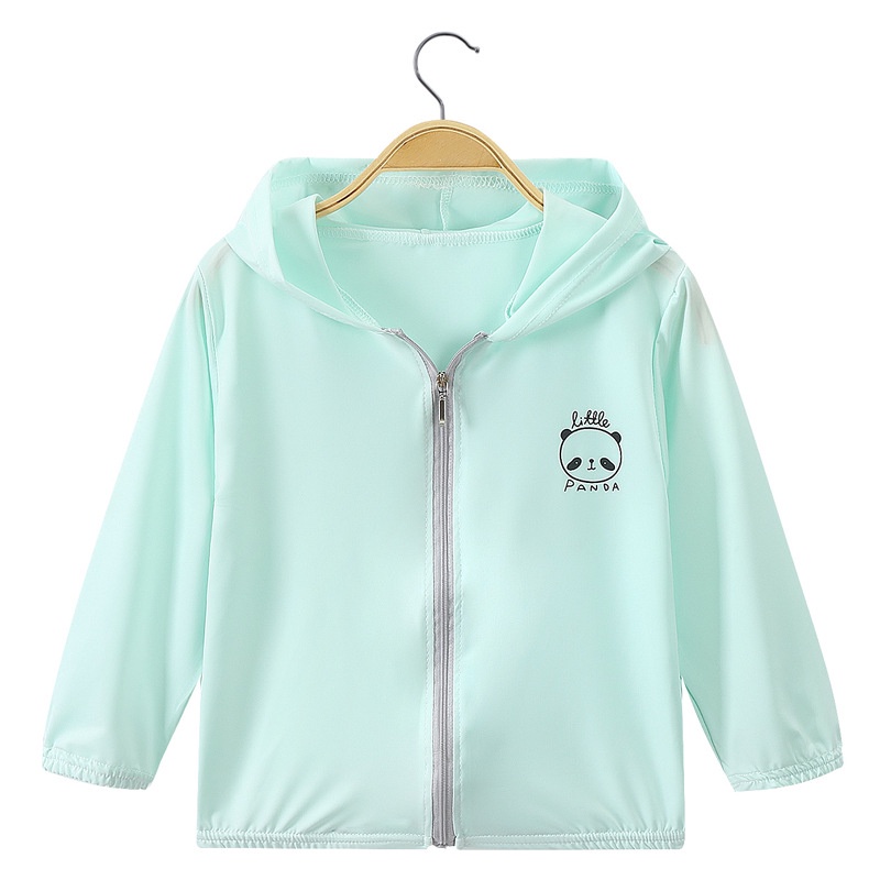 Áo Khoác Chống Nắng Bằng Lụa Lạnh Thoáng Khí Có Mũ Trùm 80-150cm Cho Bé