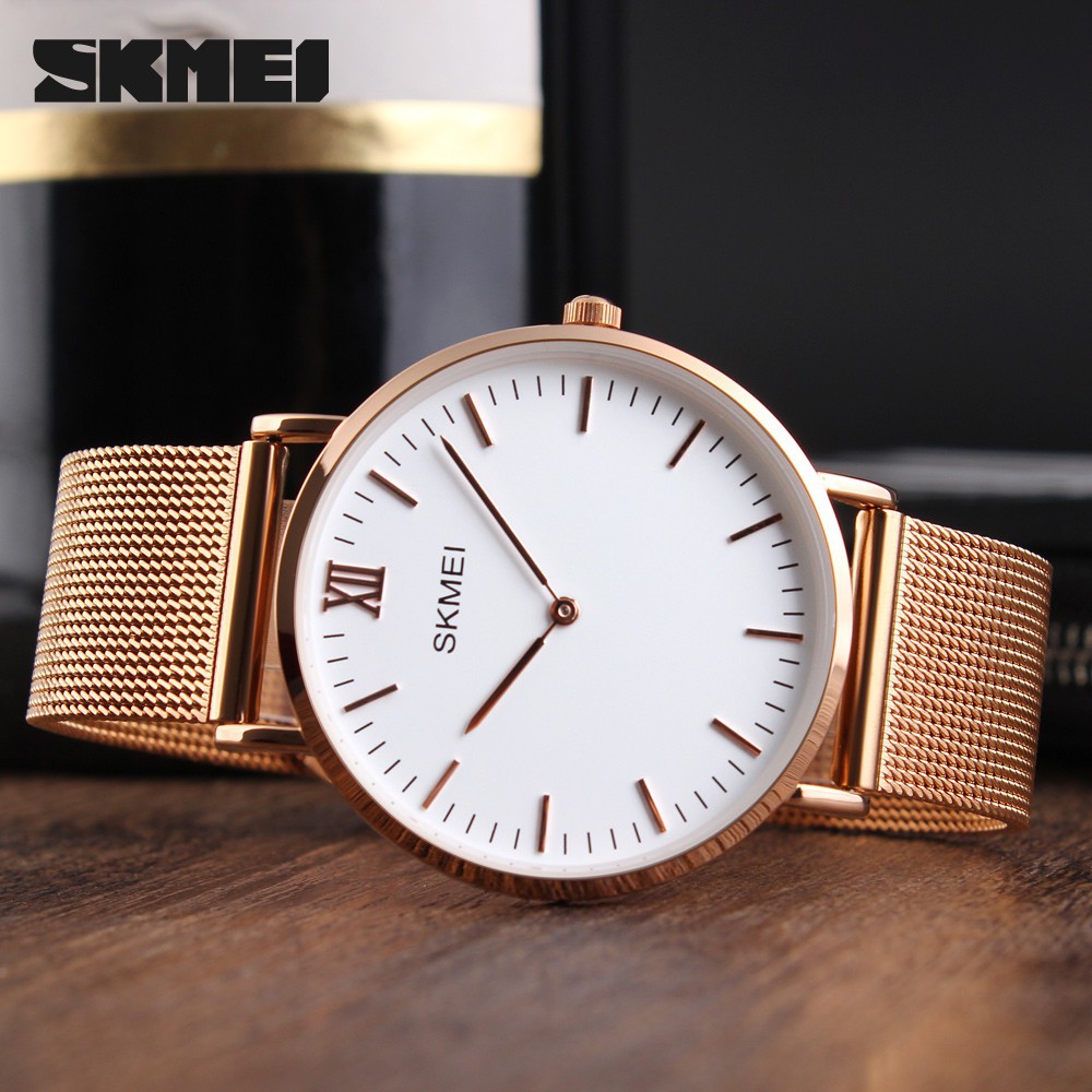 SKMEI 1185 Fashion Quartz Simple Stainless Steel Elegant Waterproof Casual Watch For Couple