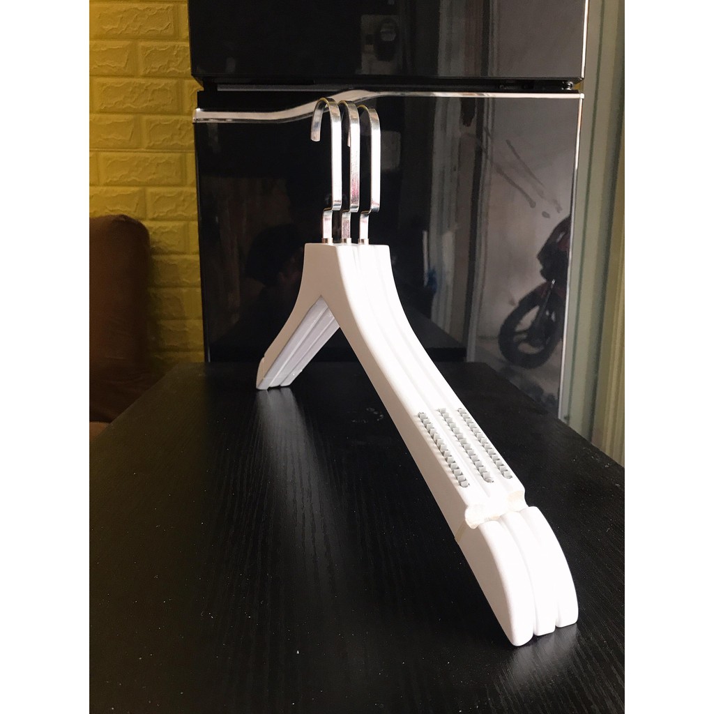 Móc Gỗ Vai Đệm Màu Trắng Đầu Vuông ( Bộ 10 Móc)