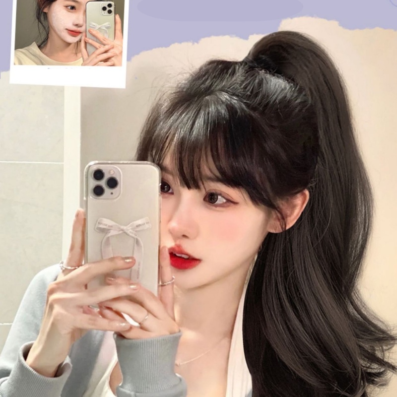 Tóc giả ngoạm xoăn đuôi sóng - Tóc giả nữ kẹp đuôi ngựa ngoặm xoăn sóng dài 45cm, 50cm - 32