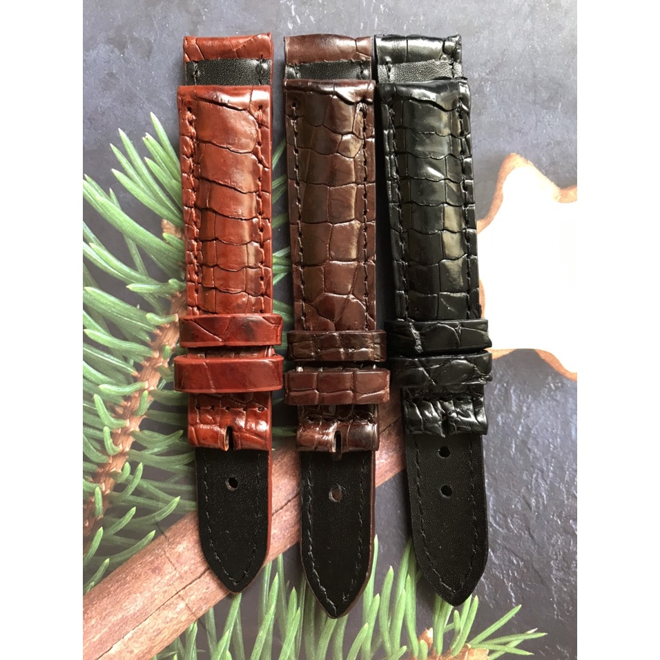 Hàng Thật 100% Dây Da Cá Sấu Vân Bụng Dành Cho Đồng Hồ Nam - TẶNG KÈM KHÓA KIM