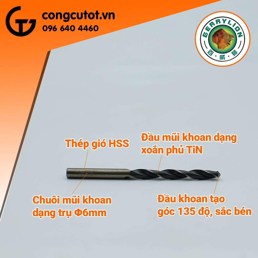 MŨI KHOAN INOX 6MM BERRYLION 041501060